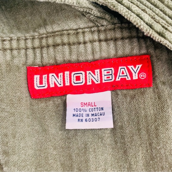 Vintage 90’s Union Bay Corduroy Overalls In Olive Green Size Small 100% Cotton - Picture 11 of 12
